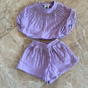 Girls size Small Queen of Sparkles purple set with pearls new without tags